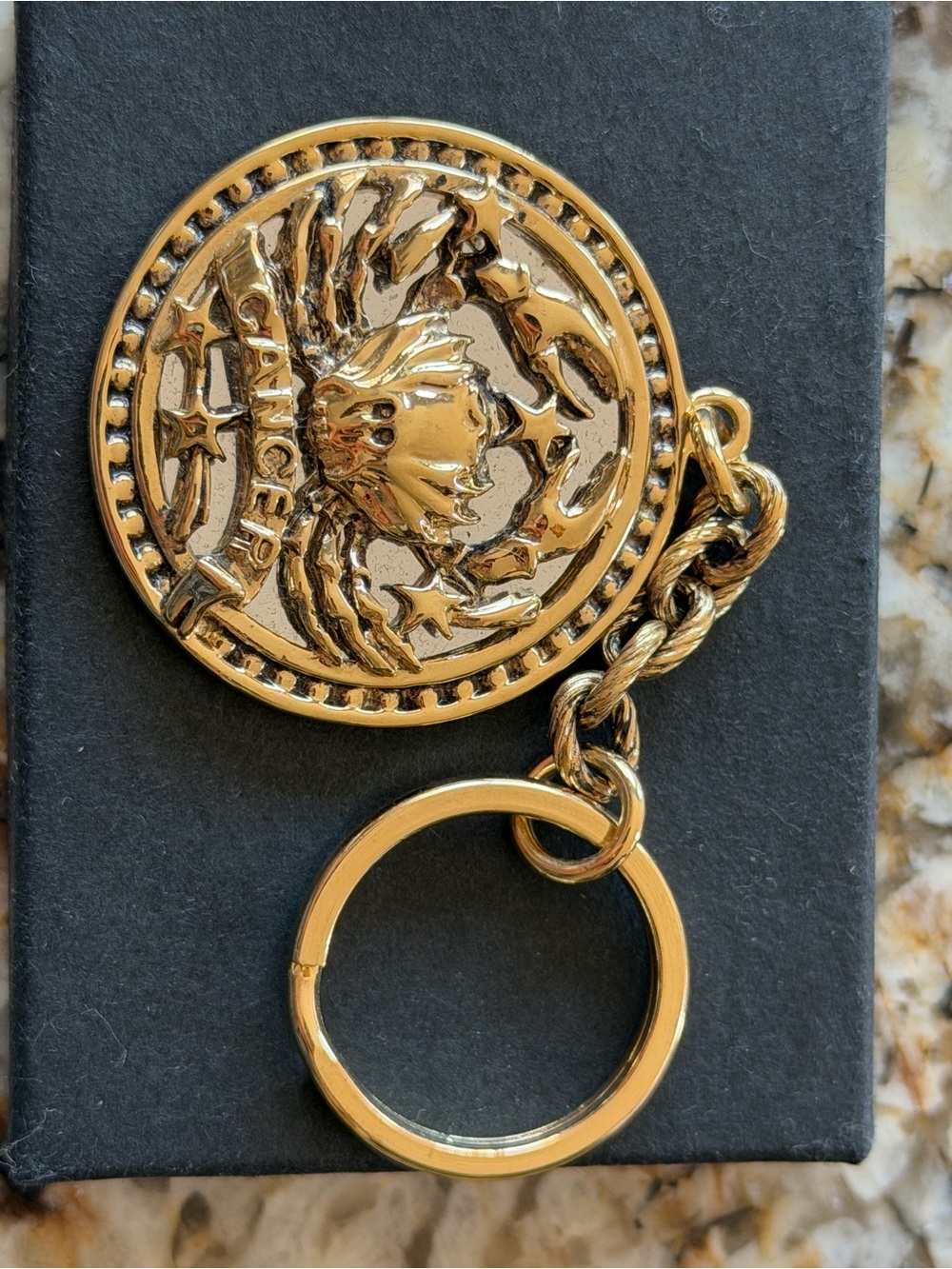 St. John Gold-Tone Crab Zodiac Medallion Keyring